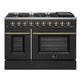 Forno Galiano 48" Fr. Door Freestand. All Gas Range, Black — FFSGS6444-48BLK