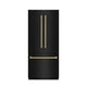 ZLINE 36" French Door Built-In Bottom Freezer Refrigerator, Water Dispenser, Ice Maker, Black Stainless Steel, Accents SRBIVZ-BS-36-CB