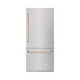 ZLINE 36" Built-In Bottom Freezer Refrigerator,Water Dispenser, Ice Maker, DuraSnow® Polished Gold RBITZ-SN-36-G