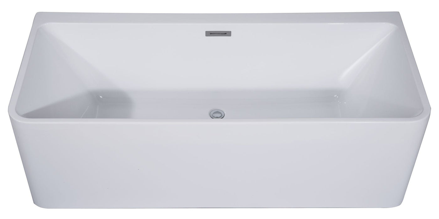 ALFI brand 59" White Rectangular Acrylic Free Standing Soaking Bathtub AB8858