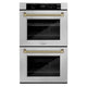 ZLINE Autograph Edition 30" Professional True Convection Double Wall Oven, Air Fry, Self Clean, Stainless Steel, Helix Handles WADZ-30-KCB