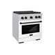 ZLINE 30"Gas Range, Convection Gas Oven, DuraSnow® White Matte, Matte Black SGRSZ-WM-30-MB