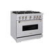 ZLINE 36" Classic Gas Range, Convection Gas Oven, Stainless Steel, Brass Burners, CGR-BR-36