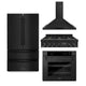 ZLINE Kitchen Package Refrigerator, Rangetop, Rangehood, Wall Oven, 4KPR-RTBRH36-AWS