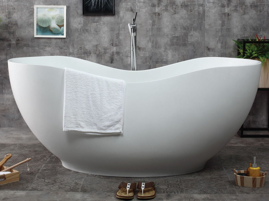 ALFI brand 66" White Solid Surface Smooth Resin Soaking Bathtub AB9949
