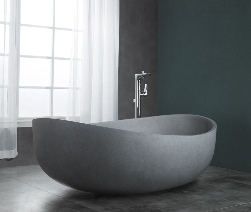 ALFI brand 59" Solid Concrete Oval Freestanding Bathtub ABCO59TUB
