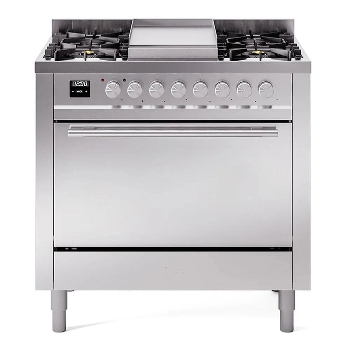 ILVE 36"Professional Plus Liquid Propane Dual Fuel Range, Stainless Steel UP36FQMPSSLP