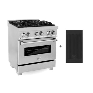 ZLINE 30" Dual Fuel Range, Snow Stainless, Snow Stainless Door, Griddle RAS-SN-GR-30