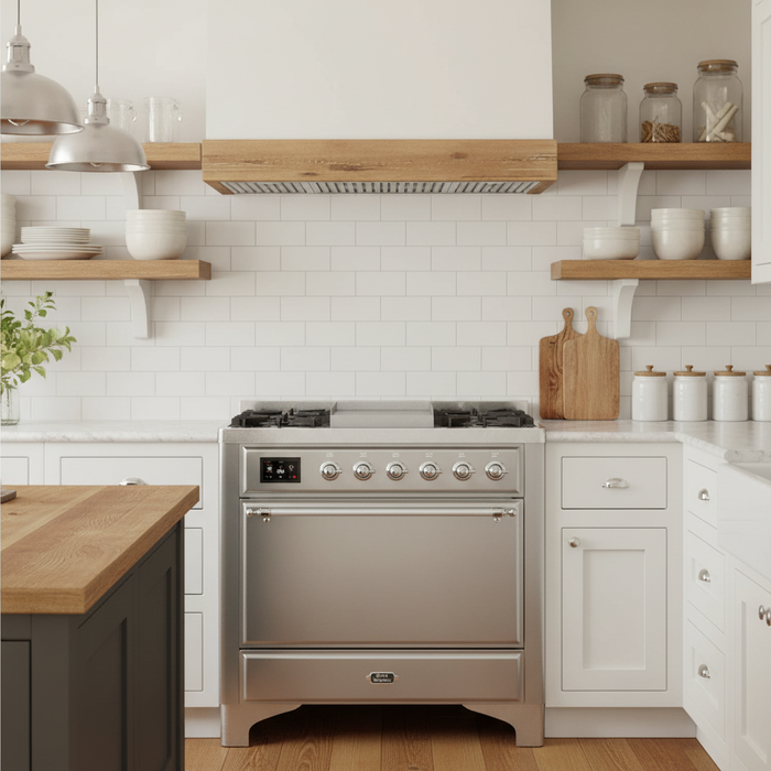 ILVE Majestic II 36" Liquid Propane Dual Fuel Range Stainless Steel Chrome Trim UM09FDQNS3SSCLP