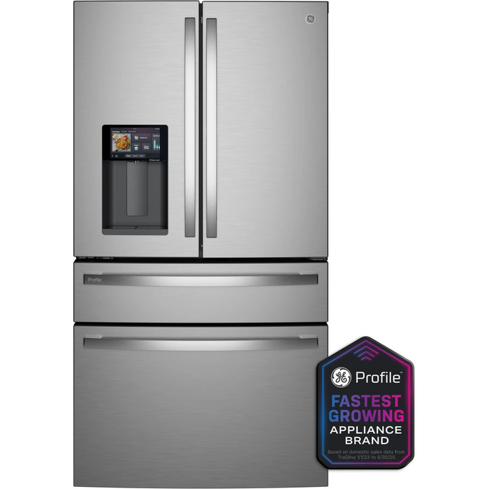 GE 36" Freestanding 4-Door French-Door Smart Refrigerator, PVD28HYYFS