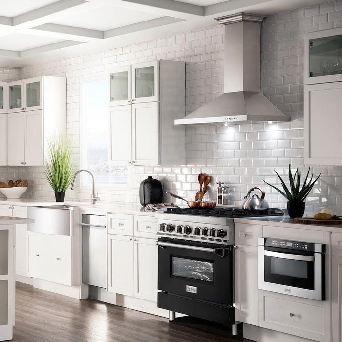 ZLINE 36" Bundle Range RA-BLM-36 &  Wall Range Hood KB-36, 2KP-RABLMRH36