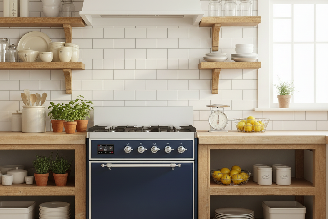 ILVE Majestic III 30" Dual Fuel Range, Midnight Blue Chrome Trim UM30QNR3MBC