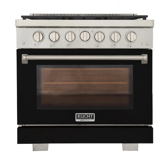 Kucht 36" Professional Gas Range, 6 Burners, Grill/Griddle, KFX360-BK