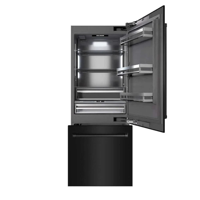 ZLINE 30" Panel Ready Built-In Bottom Freezer Refrigerator,Water Dispenser, Ice Maker, Black Stainless Steel,Graphite Gray, GRBIV-BS-30