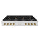 ZLINE 48" Paramount Gas Rangetop DuraSnow® Stainless Steel Polished Gold SRTSZ-48-G