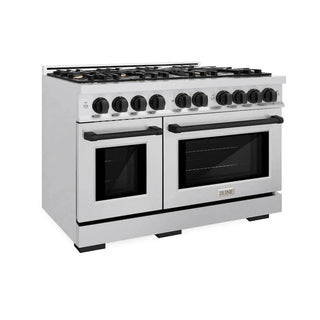 ZLINE 48" Select Dual Fuel Range Gas Cooktop Electric Convection Oven DuraSnow® Stainless Steel Matte Black HDRSZ-48-MB