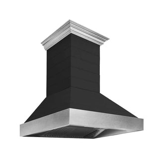 ZLINE Wooden Wall Mount Range Hood Rustic Shiplap Black Finish, Stainless Steel Accents 365CC-36
