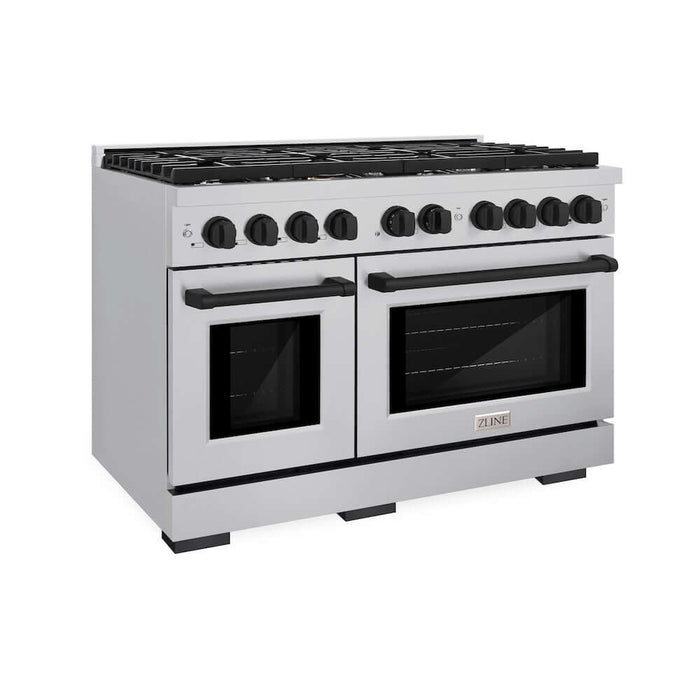 ZLINE 48"Gas Range, Convection Oven Stainless Steel, Matte Black, SGRZ-48-MB