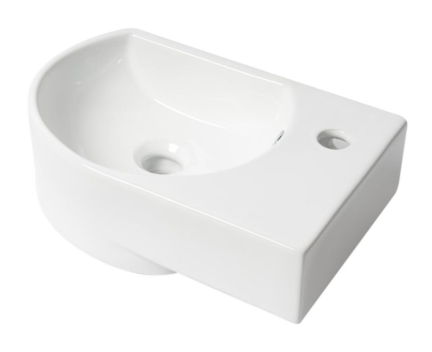 ALFI brand White 16" Small Wall Mounted Ceramic Sink, Faucet Hole ABC119