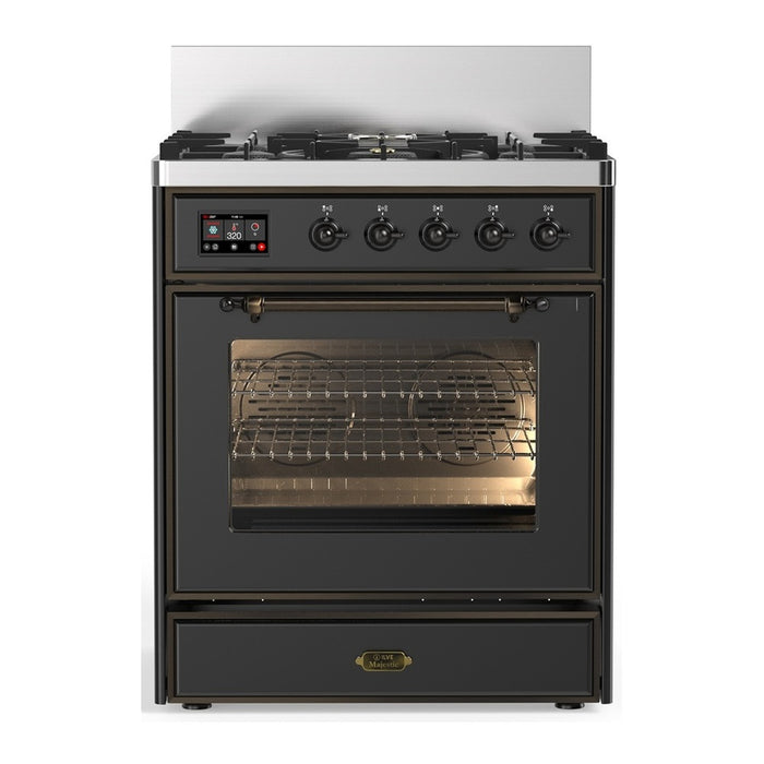 ILVE Majestic III 30" Dual Fuel Range Matte Graphite Burnished Trim UM30NR3MGB