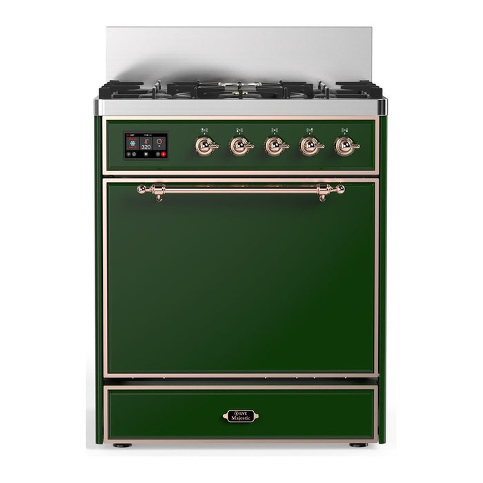 ILVE Majestic III 30" Dual Fuel Range, Emerald Green Copper Trim UM30QNR3EGP