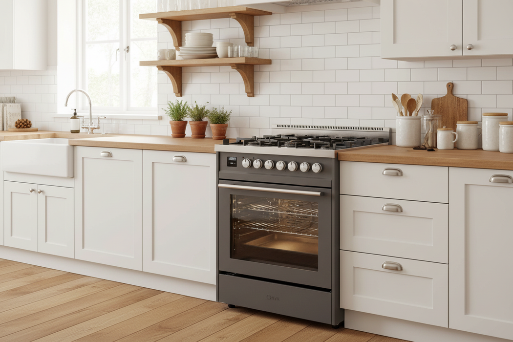 ILVE 30"Professional Plus Liquid Propane Dual Fuel Range, Matte Graphite UP30WMPMGLP