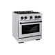 ZLINE 30" Select Dual Fuel Range Gas Cooktop Electric Convection Oven DuraSnow® Stainless Steel Matte Black HDRSZ-30-MB