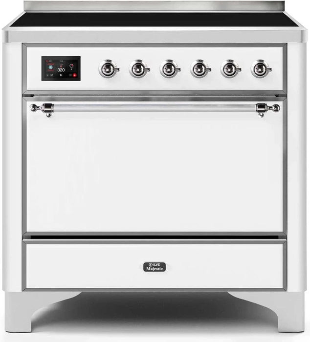 ILVE Majestic II 36" Induction Range White Chrome Trim UMI09QNS3WHC
