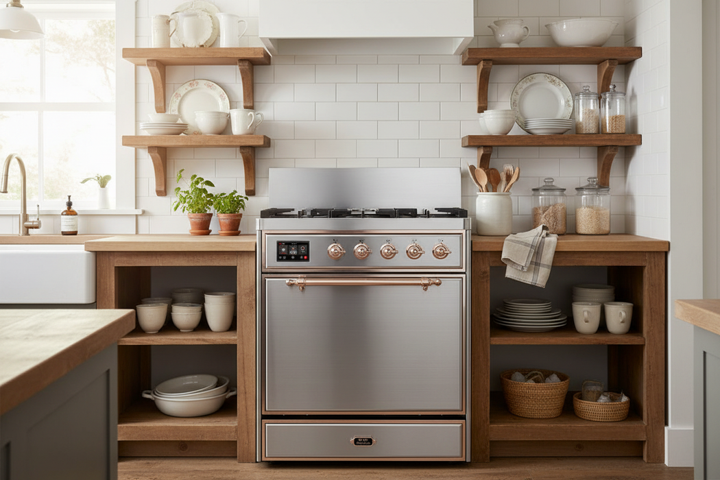 ILVE Majestic III 30" Dual Fuel Range, Stainless Steel Copper Trim UM30QNR3SSP