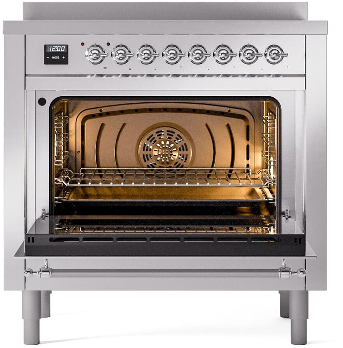 ILVE Nostalgie II 36" Electric Range, Stainless Steel, Chrome Trim UPI366NMPSSC ILVE