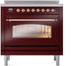 ILVE Nostalgie II 36 " Electric Range, Burgundy, Copper Trim UPI366NMPBUP ILVE