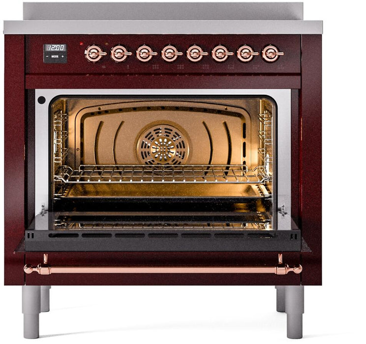 ILVE Nostalgie II 36 " Electric Range, Burgundy, Copper Trim UPI366NMPBUP ILVE