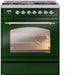 ILVE Nostalgie II 30" Dual Fuel Liquid Propane Range, Emerald Green, Chrome Trim UP30NMPEGCLP ILVE