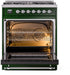 ILVE Nostalgie II 30" Dual Fuel Liquid Propane Range, Emerald Green, Chrome Trim UP30NMPEGCLP ILVE