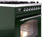 ILVE Nostalgie II 30" Dual Fuel Liquid Propane Range, Emerald Green, Chrome Trim UP30NMPEGCLP ILVE