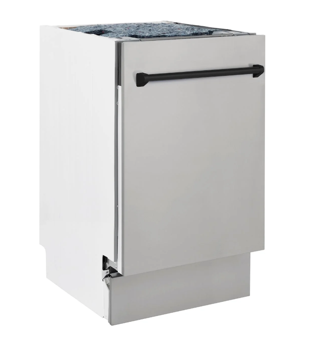 ZLINE Autograph 18" Dishwasher Stainless Door, Black DWVZ-304-18-MB