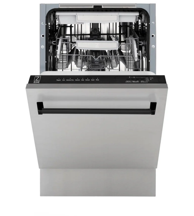 ZLINE Autograph 18" Dishwasher Stainless Door, Black DWVZ-304-18-MB