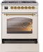 ILVE Nostalgie II 30" Dual Fuel Liquid Propane Range, Antique White, Brass Trim UP30NMPAWGLP ILVE