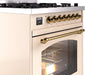ILVE Nostalgie II 30" Dual Fuel Natural Gas Range, Antique White, Brass Trim UP30NMPAWG - Farmhouse Kitchen and Bath