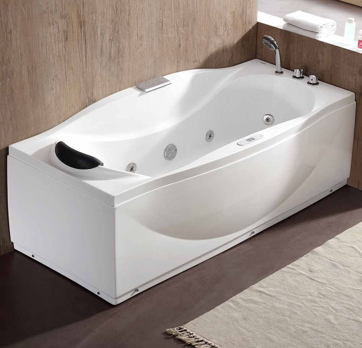 EAGO 6 ft Right Drain Acrylic White Whirlpool Bathtub, Fixtures AM189ETL-L