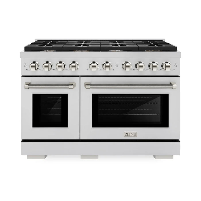 ZLINE Autograph Edition 48" Paramount Dual Fuel Range, 6 Burner Gas Cooktop, Electric Convection Oven, Stainless Steel, Helix Handle and Knob SDRZ-48-KCB