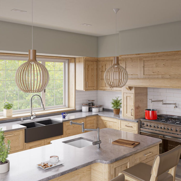 ALFI brand Smooth Apron 33" Double Bowl Fireclay Farm Sink ABF3318D