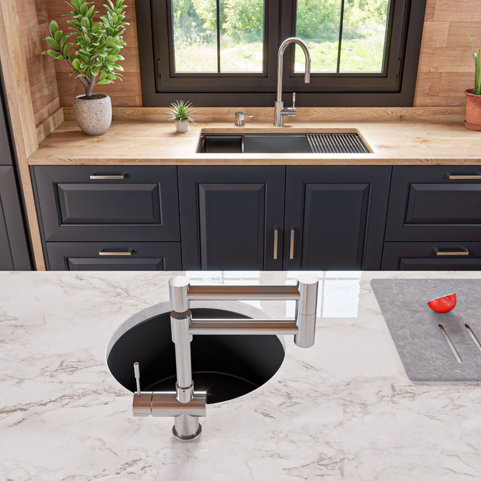 ALFI brand 34" Granite Composite Workstation Step Rim Sink, Accessories AB3418SBUM