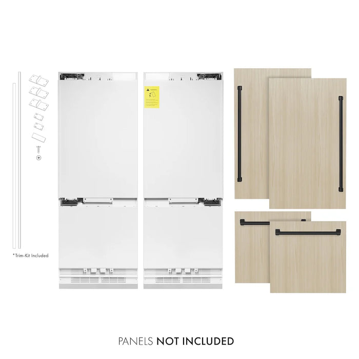 ZLINE Autograph Edition 60" Panel Ready Built-In Bottom Freezer Refrigerator, Water Dispenser, Ice Maker, Accents RBIVZ-60-CB