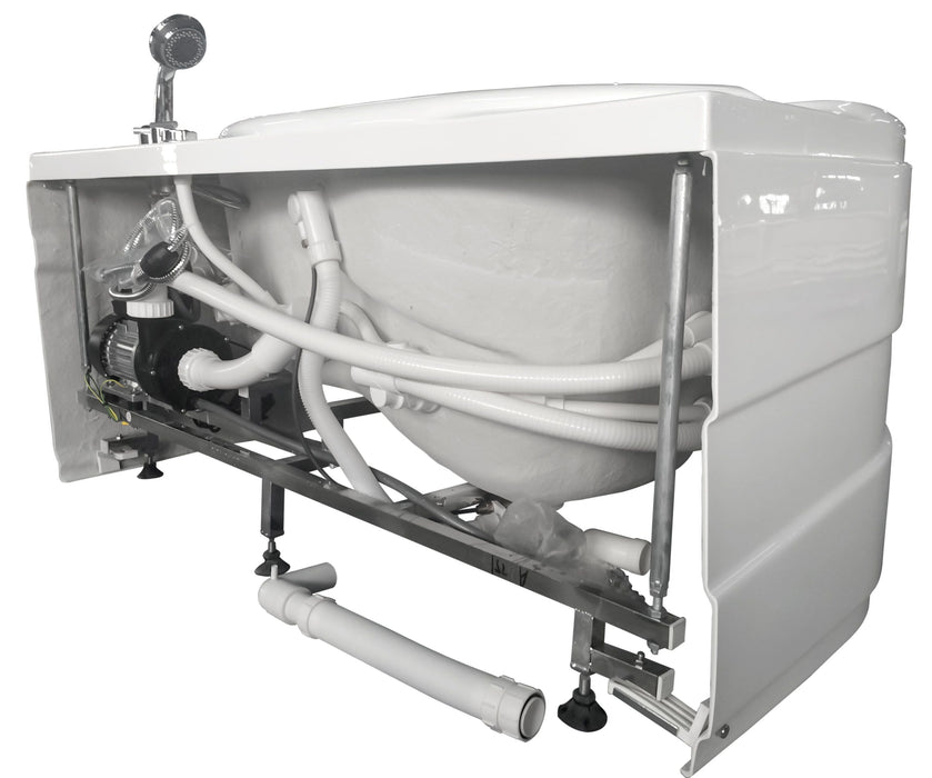 EAGO 57'' White Acrylic Jetted Whirlpool Bathtub, Fixtures AM175-L