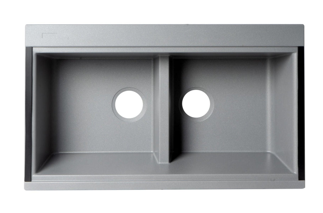 ALFI brand 33" Workstation Step Rim Double Bowl Sink, Accessories AB3418DBUM