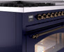 ILVE Nostalgie II 48" Dual Fuel Liquid Propane Range, Blue, Bronze Trim UP48FNMPMBBLP ILVE