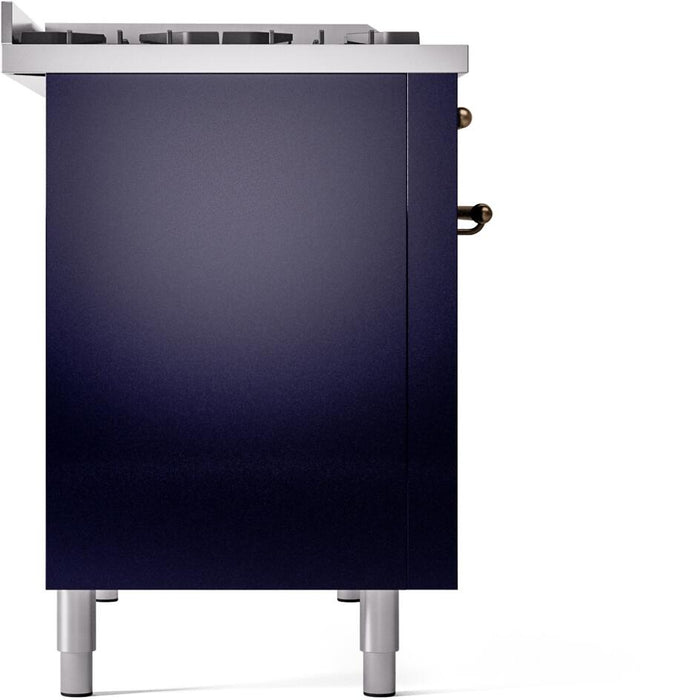 ILVE Nostalgie II 48" Dual Fuel Liquid Propane Range, Blue, Bronze Trim UP48FNMPMBBLP ILVE