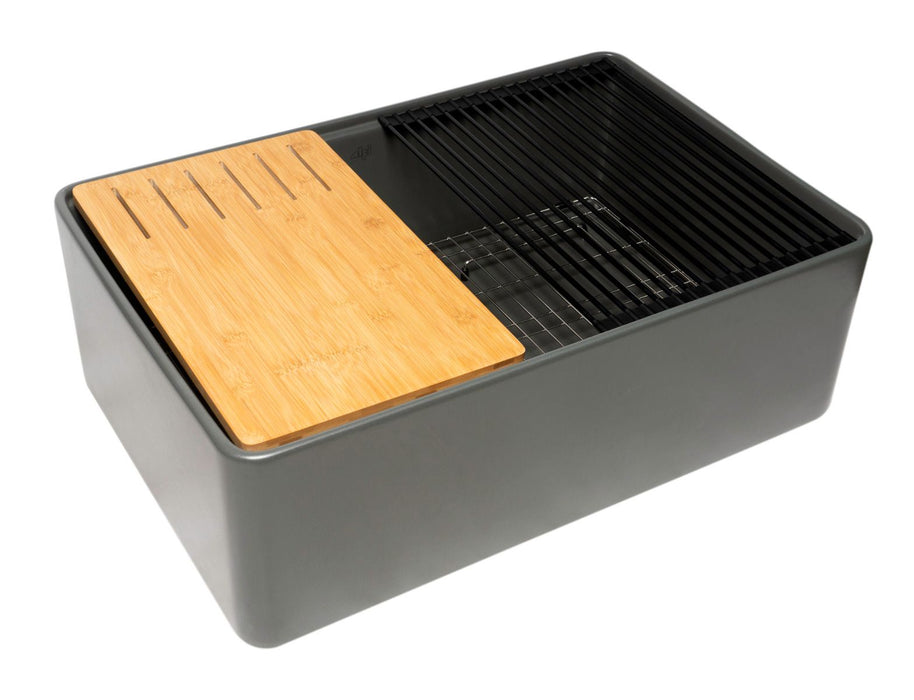 ALFI Brand 30" Smooth Apron Workstation Step Rim Fireclay Farm Sink ABFS3020