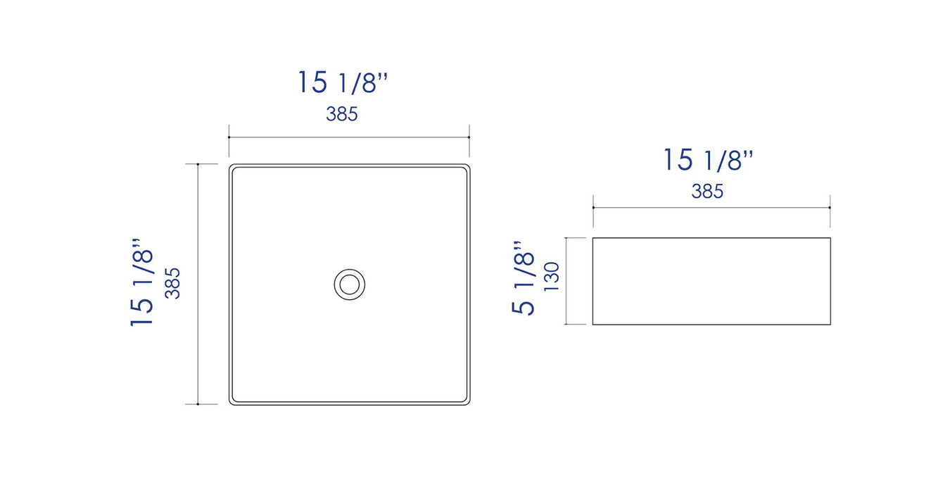 ALFI brand 16" Modern Square Above Mount Ceramic Sink ABC903